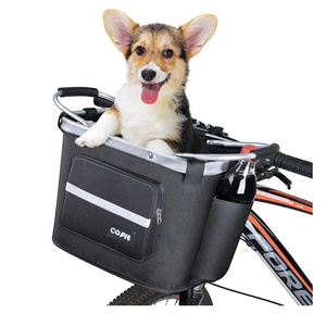 COFIT Detachable Bike Basket, Multi-Purpose Bicycle Handlebar Basket for Pet, Shopping, Commuter, Camping and Outdoor Black [with Pouches]