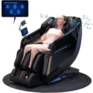 57" SL-Track 4D Massage Chair Full Body Zero Gravity Massage Chair Recliner Shiatsu with Heat, AI Voice Control, Foot Roller & 3-Zone Heating - Home Electric Massager for Mom/Wife/Dad/Home Office (Black)
