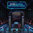 AX1800 USB WiFi Adapter for Desktop PC Laptop, 4 Antenna High Gain Wireless Network Card with Dual Band 2.4GHz, 5GHz, WPA3, USB3.0, Driver-Free for Windows 11/10 Only