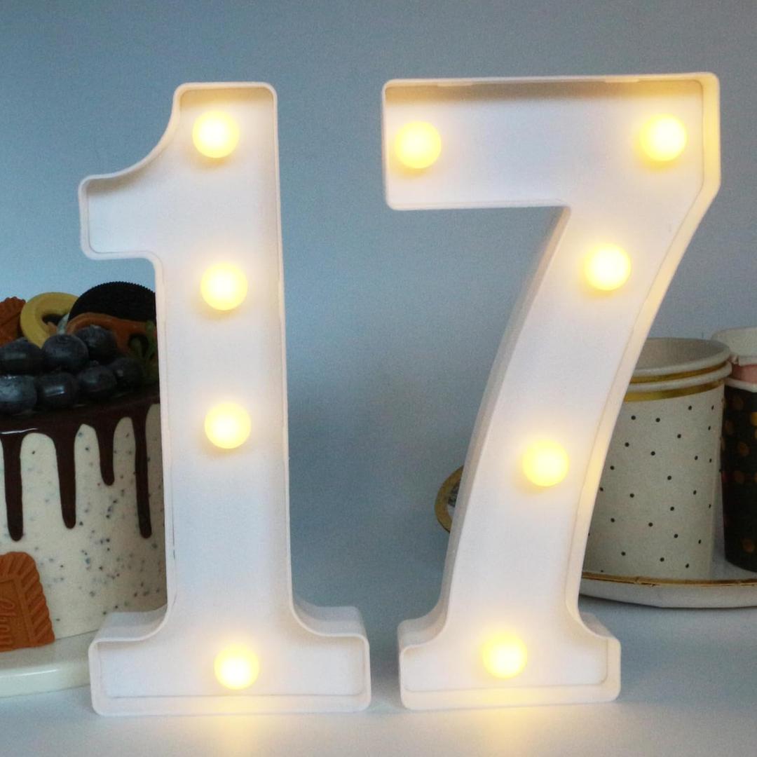 H:7.88 inches Light Up Numbers 17 Sign for Party Decor, 17th Birthday Decorations for Girls, 17 Years Old Centerpieces Table Decorations for Boys