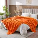 NEWCOSPLAY Super Soft Queen Blanket Orange Premium Silky Flannel Fleece Leaves Pattern Lightweight Bed Blanket All Season Use (Orange, Queen (90"x90")