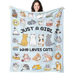 Cat Blanket Gifts for Women Girls Soft Flannel Cat Throw Blanket Cats Gifts for Cats Lovers Birthday Gift Bedding Decor for Kids Adults All Season 50" x 40"