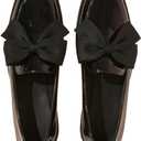 MakeMeChic Loafers for Women Dressy Bow Leather Square Toe Heeled Shoes 8.5