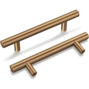 goldenwarm 10 Pack Champagne Bronze Cabinet Pulls Gold Cabinet Handles 3-1/2 inch(90mm) Champagne Drawer Handles Brushed Bronze Cabinet Pulls Kitchen Bathroom Bedroom Dresser Furniture Hardware