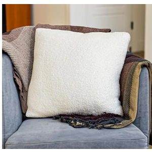 SAMIAH LUXE Cream Teddy Boucle Pillow Covers 18x18 2pcs for Home Living Room Decor, Sherpa Textured Decorative Throw Pillow Covers for Boho Decor, Square Throw Cushion Euro Shams for Modern Farmhouse