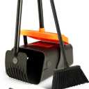 Eyliden Pooper Scooper Broom Set, Include - Dustpan with Lid, Rake, Broom, 35 Waste Bags, 46" Adjustable Long Handle - Yard Lawn Garden Dog Pooper Scooper Leaf Rake, Dust Pan and Broom Combo (Orange)