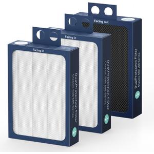 3 Pack True HEPA Filter Replacement Compatible with Blueair Classic 500/600 Series Air Purifiers 501, 503, 505, 510, 550E, 555EB, 580i, 601, 605,680i, Dual Protection Filter (3 Pack DualProtection Filter)