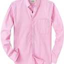 Alimens & Gentle Mens Solid Oxford Shirt Long Sleeve Dress Shirt Work Casual Button Down Shirts with Pocket, Size XL