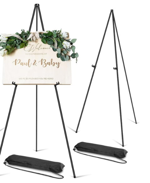 2 Pack Folding Easel Stand for Painting Metal Display Support for Outdoor and Indoor Use, Black