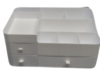 HBlife Makeup Organizer & Skincare Storage  Large Cosmetic Organizer with 3 Drawers, 8 Compartments Vanity Storage Box for Bathroom Counter, White