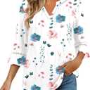 3/4 Length Sleeve Womens Tops Summer Ruffle Sleeve Blouses V-Neck Lace T-Shirts Dressy Casual S