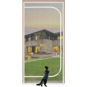QWR Reinforced Cat Screen Door,Fits Door Opening Size 32''x 80'',Thickened Cat Proof Screen Door Mesh with Zipper Closure for Living Room,Kitchen,Bedroom