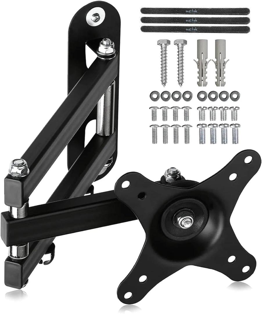 Suptek TV Wall Mount Swivel Tilt Rotation Full Motion Adjustable Articulating for Most 15-32 inch LED, LCD Monitor Wall Mount VESA 75,100 (MA2720) (Black)