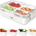 Small Snackle Box Container, Divided Serving Tray with Lid, 4 Compartment Snack Box Container for Candy, Fruits, Charcuterie, Travel & Parties, BPA-Free (Hand Wash Only)