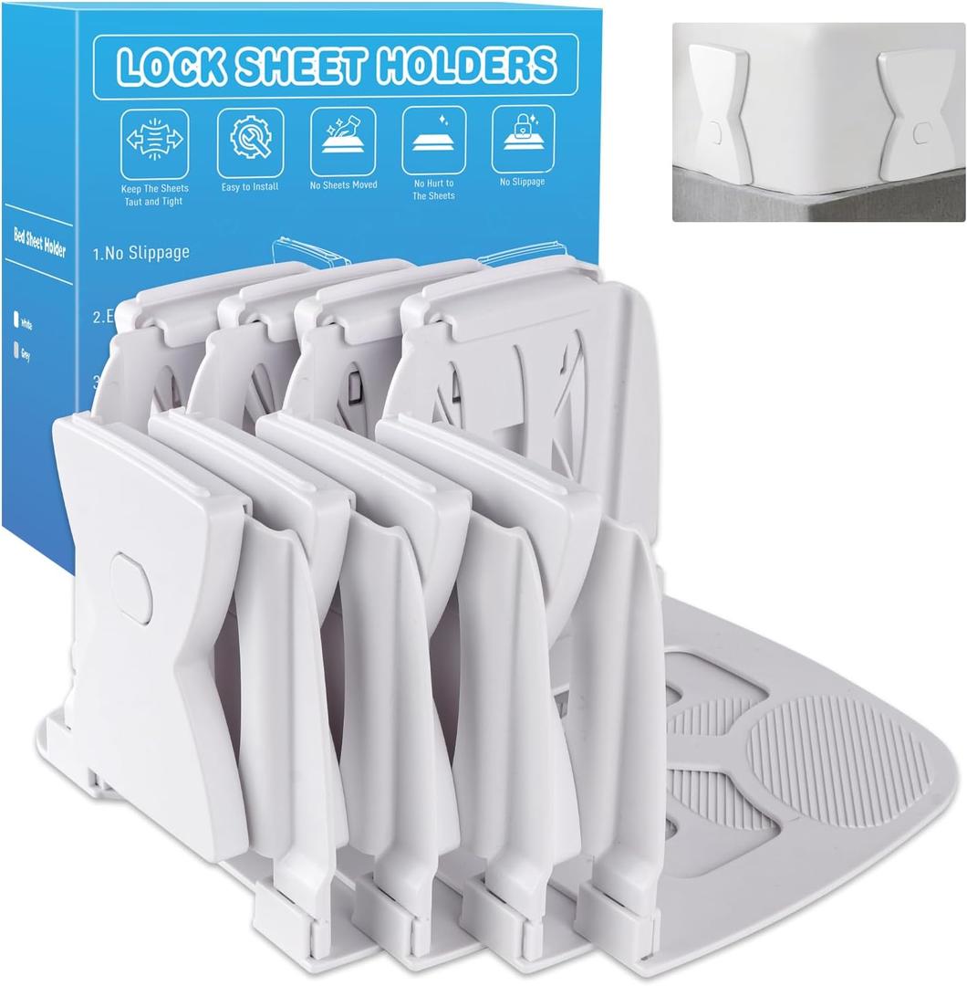 Sheet Holders, Bed Sheet Holders for Corners, 4-Pack Heavy Duty Bed Sheet Grippers, Fitted Sheet Straps with Non-Slip Design, Universal Fit for All Mattress Sizes