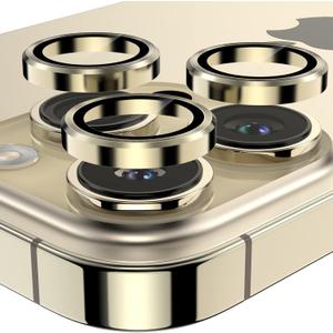 YWXTW Designed for iPhone 14 Pro Max Camera Lens Protector, for iPhone 14 Pro Camera Lens Protector, Individual Metal Anti Scratch HD Clear Case Friendly Tempered Glass Camera Cover, 1 Set (Gold)