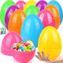 18 PCS 6 Inch Large Plastic Easter Eggs for Easter Egg Hunt, Empty Eggs for Filling Treats, Fillable Easter Eggs Bulk Classroom Prize Supplies