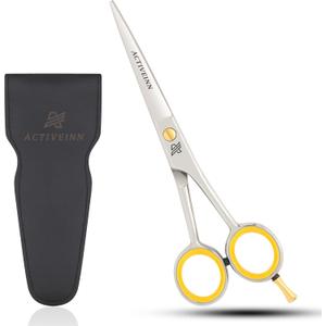 Barber Hair Cutting Scissors Premium 6. Inch Professional High Carbon Stainless Steel, SHARP Razor Edge Blades, Fine Adjustment for Salons, Barbers, Men, Women, Kids, and Pets by ACTIVEINN (Silver)