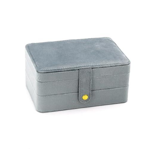 KOOAAICCHI Small Jewelry Box, Travel Jewelry Organizer, Portable Jewelry boxes for Women Girls Gift, Double Layers PU Leather Jewelry Holder for Rings, Earrings, Necklaces-Velvet Blue