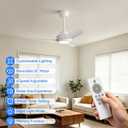 36 Inch Ceiling Fans with Lights,Ceiling Fan with Light and Remote Control Smart Ceiling Fan,Noiseless Reversible DC Motor,3 Blade Ceiling Fans 6-Speed 3 CCT,Ceiling Fan for Indoor/Outdoor, 36inch white