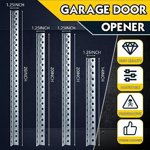 Yaocom 4 Pcs Garage Door Opener Hanging Bracket Kit 26, 20, 14 Inches Universal Garage Door Opener Installation Kit Galvanized Garage Door Angle Iron Bracket and Mounting Not Included