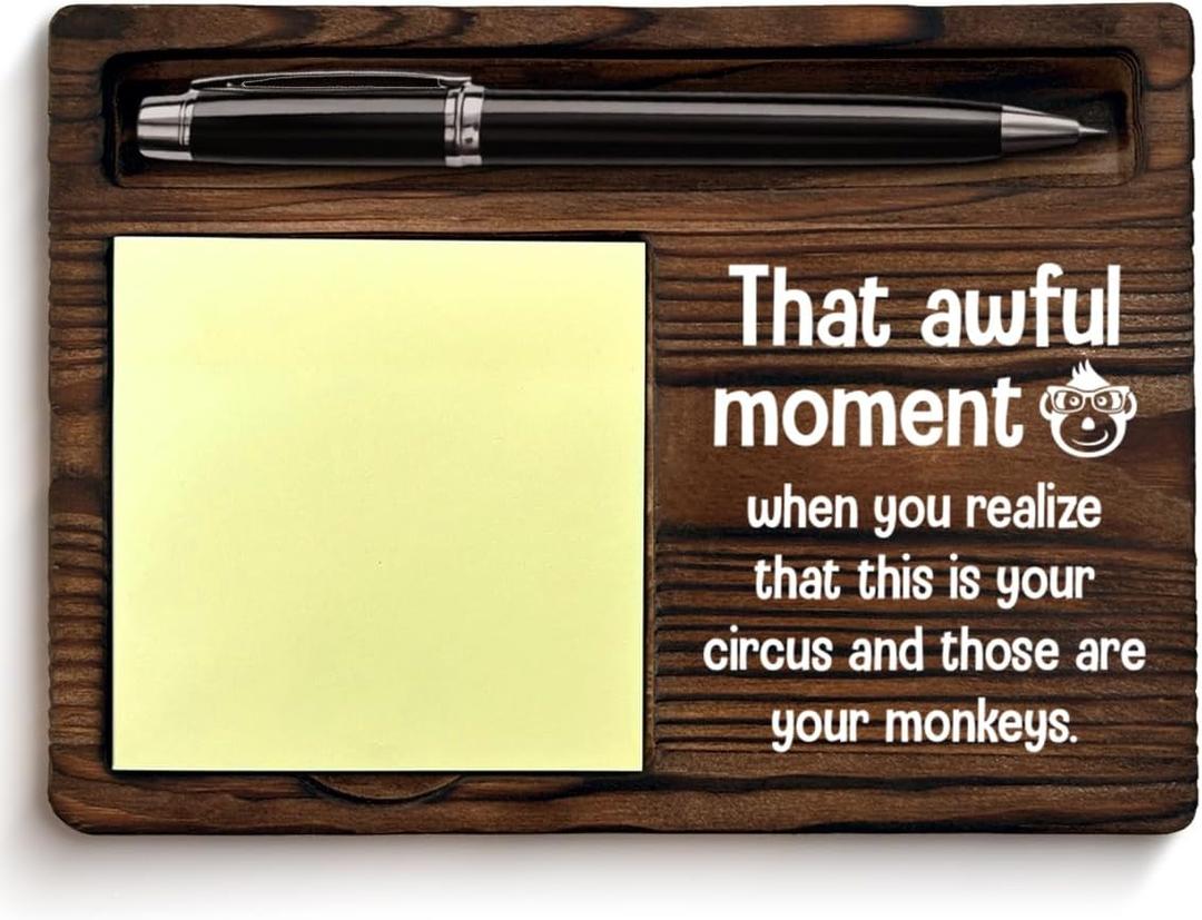 Funny Boss Gifts for Women Men, Humor Gifts for Boss Leader Manager Boss's Day, That Awful Moment When You Realize Sticky Note Holder for Office Cubicle Desk Decor