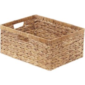 StorageWorks Extra Large Wicker Baskets for Organizing, Water Hyacinth Storage Basket with Built-in Handles, 1 Pack
