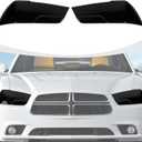 RAZPOY for Charger Headlight Cover, Smoked Front Head Light Lamp Guard Covers Trim Compatible with 2011-2014 Dodge Charger Exterior Accessories, ABS Smoked Black