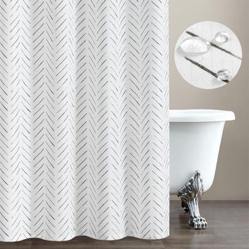 jinchan Black and White Shower Curtain Inky Moss Black Herringbone Chevron Zig Zag Waterproof Fabric Modern Farmhouse Shower Curtains for Bathroom with 12 Hooks 70x72 Inches