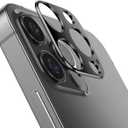 2 x 2 Packs Camera lens protector for iPhone 12 Pro Metal Alloy [No Glass Lens Cover] (Black)
