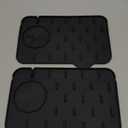 2-Pack Bytelive Silicone Sink Mat, Mini Sink Splash Guard and Soap Sponge Holder for Kitchen Countertop Protect with Self Draining Design (8.3" x 5.7", 2-Pack Black)