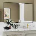 LUSABE 48x32 Black Framed Bathroom Mirror, Matte Black Bathroom Vanity Mirror Farmhouse, Large Rectangle Wall Mirror, Anti-Rust, Tempered Glass, Shatter-Proof, Easy to Install Vertically/Horizontally