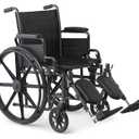 Medline K1 Basic Vinyl Wheelchair, 20" Wide Seat, Swing-Back Desk-Length Arms, Elevating Leg Rests - Comfortable, Durable & Reliable Mobility Aid