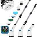 Electric Spin Scrubber for Cleaning Bathroom - Shower Cleaner Brush with Long Handle - Cordless Power Scrubber with 7 Brushes Heads, IPX7 Waterproof Scrub Brush for Bath Tub Tile Grout Glass Tool