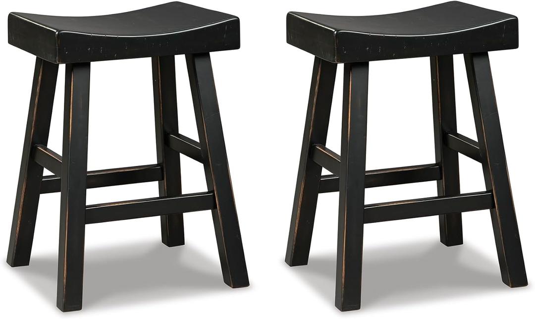 Signature Design by Ashley Glosco Modern Farmhouse 25" Counter Height Barstool, 2 Count, Black