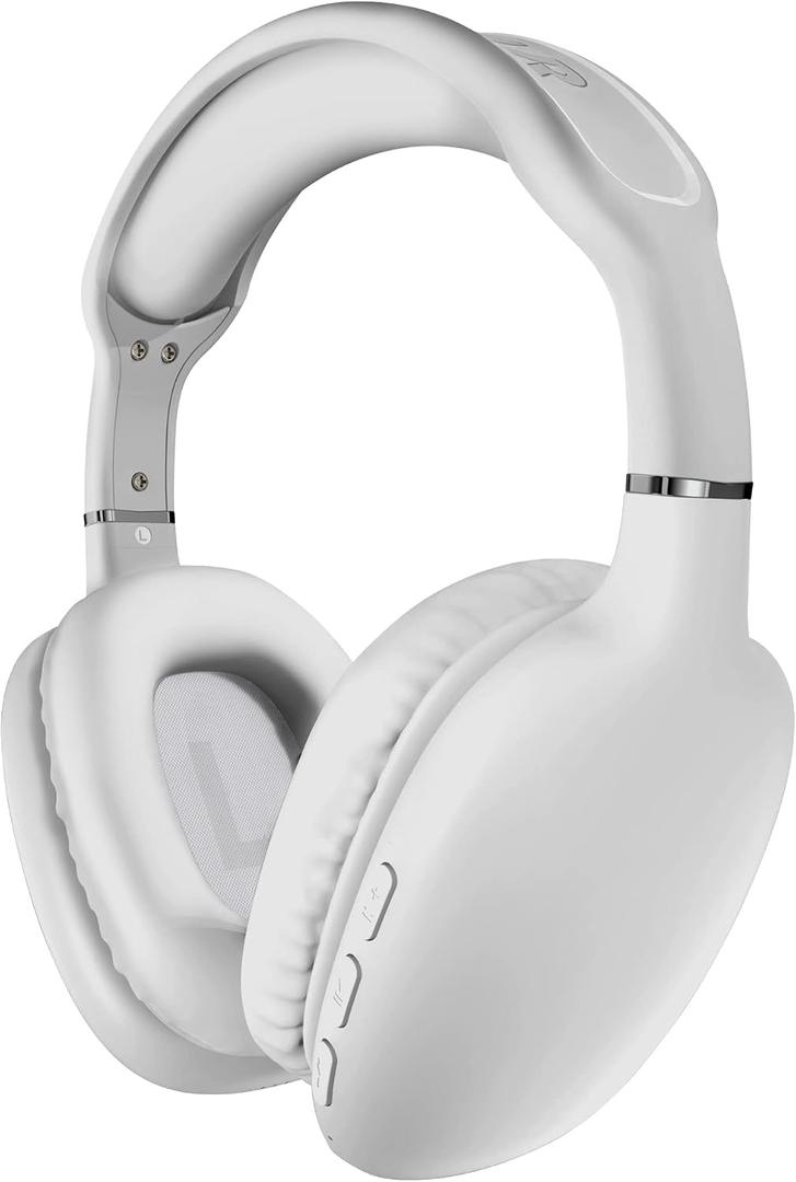 HyperGear Over-Ear Headphones - Wireless Bluetooth Headphones with Noise Isolation, Built-in Mic, Soft Memory Foam Cups for All-Day Comfort, White