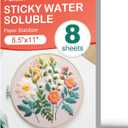 FURWEY 8PCS 8.5"x11" Wash Away Embroidery Stabilizer Self Adhesive & Printable, Water Soluble Paper for Hand and Machine Use