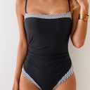 B2prity One Piece Swimsuit for Women Tummy Control Slimming Bathing Suit Color Block Swim Suit Modest Swimwear (Black, M)