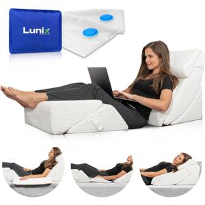 Lunix LX13 6-Piece Post-Surgery Recovery System, Orthopedic Bed Wedge Pillow Set for Tummy Tuck & Back Comfort, Zero-Gravity Memory Foam, Pebble White, 6pcs