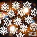 RECUTMS Winter Christmas Hanging Snowflake Decorations - 40Pcs White Snowflakes Hanging Garland for Christmas Winter Wonderland Holiday New Year Party Home Decoration,4 Inches,2 Pattern (White)