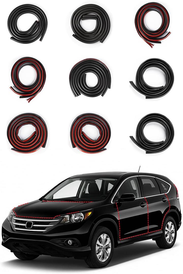 Weather Stripping Door Seal for Honda CR-V 2012-2016, Rubber Seal Weather Strip Kit, Soundproof Noise Insulation Dustproof for Front/Rear Trunk A-Pillar B-Pillar Front/Rear Door (9-Pack)
