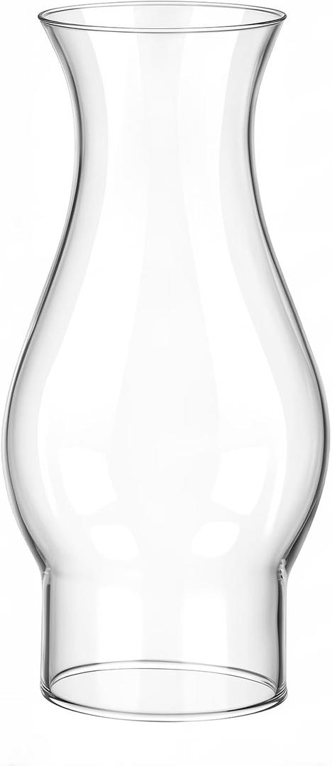 1 Pack Oil Lamp Chimney Replacement, Clear Hurricane Glass Lamp Shade Replacement, 3 Inch Base for Kerosene Lamps (Flat Style)