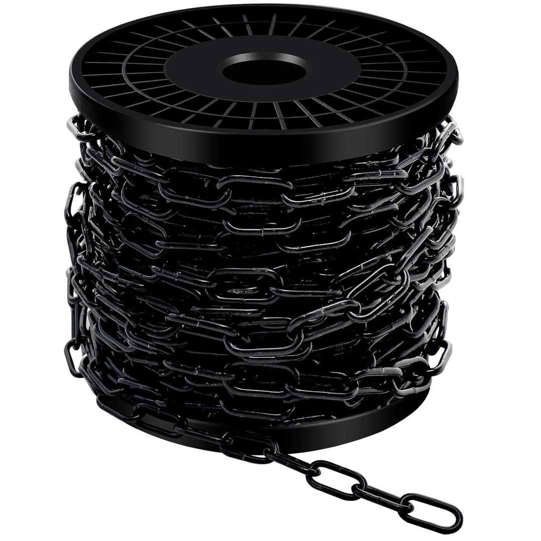 100 ft 1/8" Metal Hanging Chains Fixture Chain Decorative Chain Light Duty Chain Utility Chains for Hanging Plants, Basket, Light Fixture, Chandelier, Lamp (3mm 100ft)