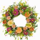WreathDream Artificial Spring Wreaths for Front Door Summer Door Wreath with Multicolor Daisy for Front Door Indoor Outdoor Farmhouse Home Wall Window Festival Wedding Decor