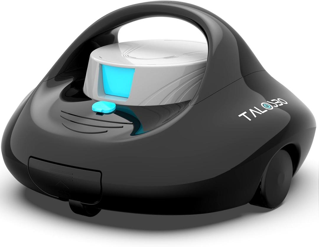 (2025 Upgraded) TALOSBO Pleco Se Cordless Pool Vacuum Cleaner Up to 130 Mins Runtime, Robotic Pool Cleaner with 2.5H Fast Charge, Ideal for Flat Above Ground Pools up to 861 Sq.Ft (Black White)