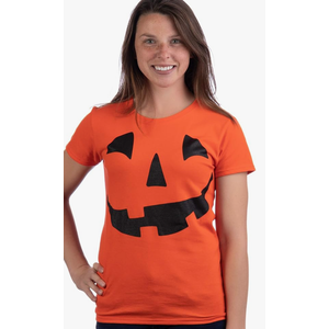 Halloween Women's Criss Cross VNeck Jack o Lantern Witch Costume Short Sleeve Pumpkin Shirts SOBP, XXL