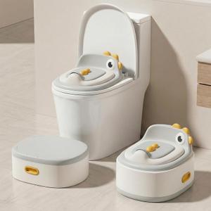 Toddler Potty Toilet for Baby 3-in-1 Training Seat, Potty Chair for kids Portable Removable Seat with Sturdy Step Stool, Splash Guard & Comfortable Backrest, Bowl Easy to Clean