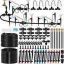 230FT Drip Irrigation System for Garden with 38pcs Adjustable Copper Nozzles & Emitters, Automatic Garden Watering System with 1/2" & 1/4" Tubing for Raised Bed, Yard, Greenhouse, Potted Plants, Lawn