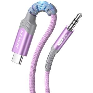 JSAUX USB C to 3.5mm Audio Aux Jack Cable [3.3ft], USB Type C to 3.5mm Headphone Stereo Cord Car Compatible with iPhone 16 Pro Max/15 Pro Max Plus, iPad Pro, Galaxy S24 S23, iPad Pro, Pixel 9/8-Purple