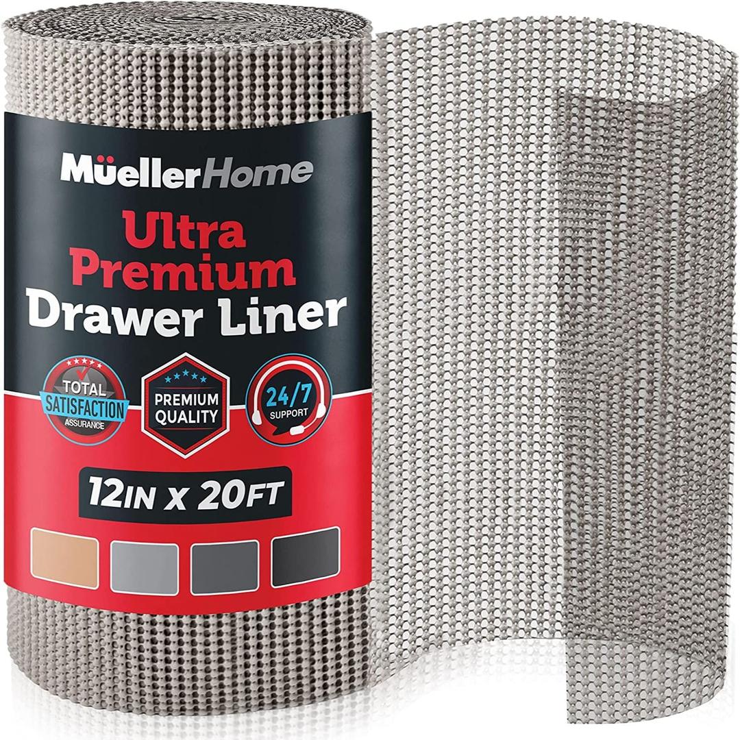 Müeller Home  Ultra -Prenium Drawer Liner 12 In x 20 Ft Gray